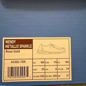 Hey Dude Wendy Metallic Sparkle Rose Gold Flats